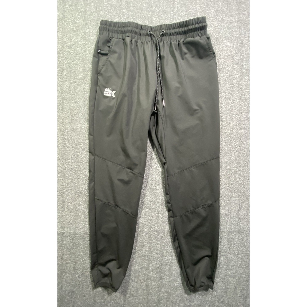 Brokig Men's gym jogger black pants with zip pockets Size L